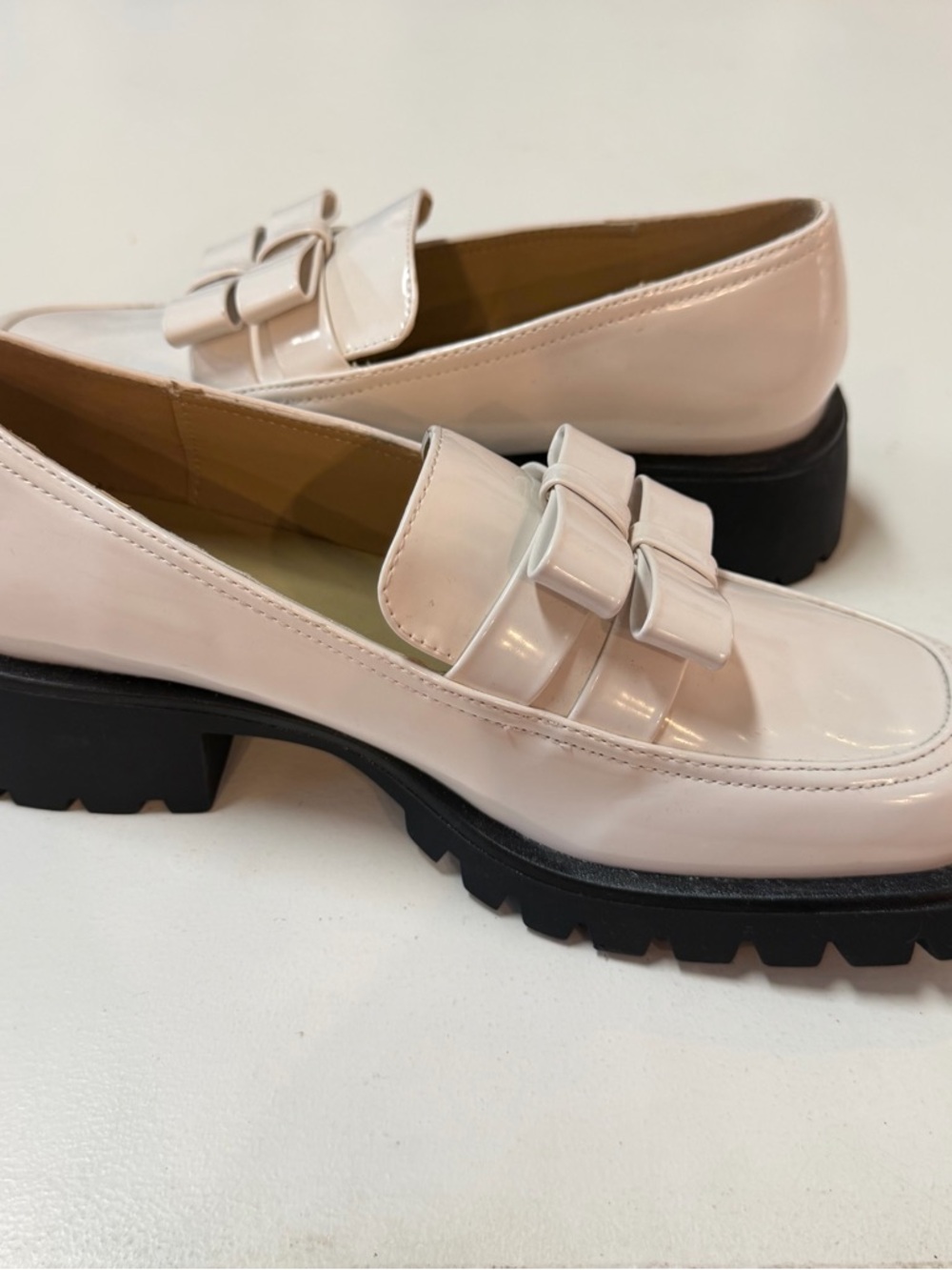 Chunky Sole Patent Loafer in Pale Pink